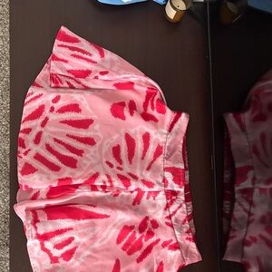 Adrienne Pink and Red Elastic Waist Skirt